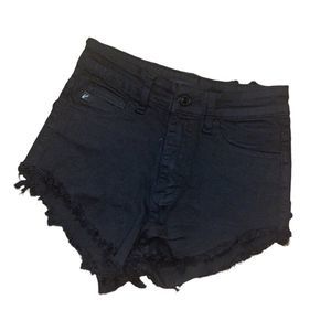 •KANCAN•NWT HIGH WAISTED BLACK DISTRESSED RAW EDGE HEM SHORTS SIZE 0/23